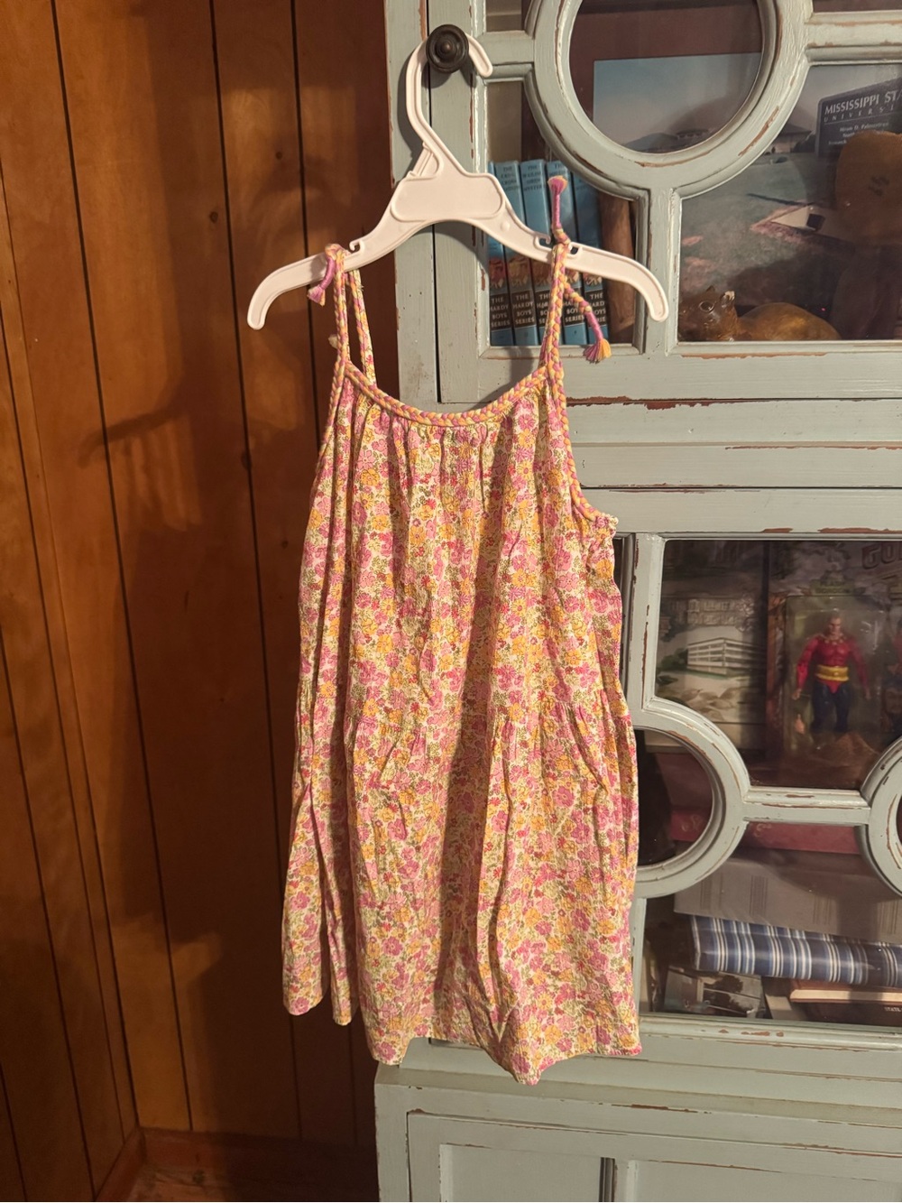 Old Navy Pink and Yellow Floral Tie-Shoulder Dress C6